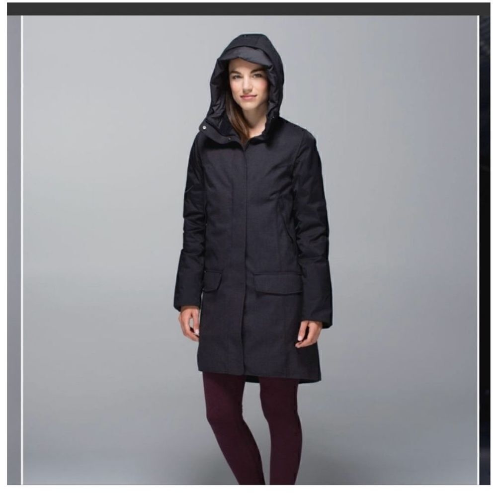 Lululemon Blizzard‎ Parka Black Heathered Dark Gray Coat Jacket 6 Down Winter